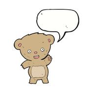 cartoon waving teddy bear with speech bubble N13