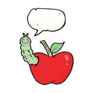 cartoon apple with bug speech bubble N24