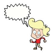 cartoon grinning man with speech bubble N77