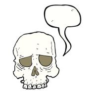 cartoon spooky skull with speech bubble N133