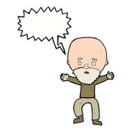 cartoon panicking old man with speech bubble N8