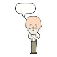 cartoon worried old man with speech bubble N17