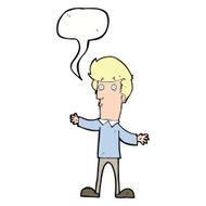 cartoon startled man with speech bubble N44