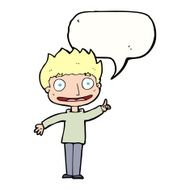 Cartoon happy boy with speech bubble N213