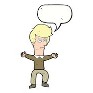 cartoon startled man with speech bubble N45