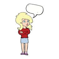 cartoon woman with folded arms speech bubble N27