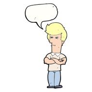 cartoon man with folded arms speech bubble N25