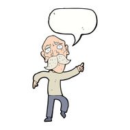 cartoon sad old man pointing with speech bubble N9