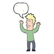 cartoon stresssed man with speech bubble