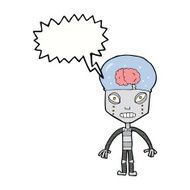 cartoonw weird robot with speech bubble