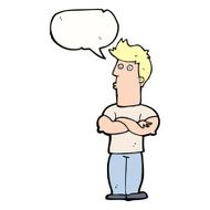 cartoon man with folded arms speech bubble N26