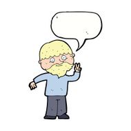 cartoon man giving peace sign with speech bubble N52