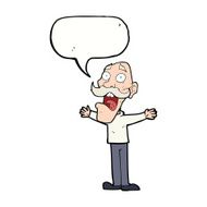 cartoon stressed old man with speech bubble N15