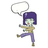 cartoon zombie girl with speech bubble N14