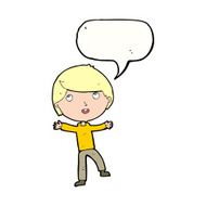 Cartoon happy boy with speech bubble N214
