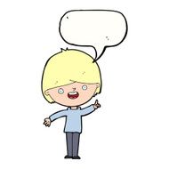 Cartoon happy boy with speech bubble N215