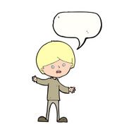 cartoon unhappy boy with speech bubble N52