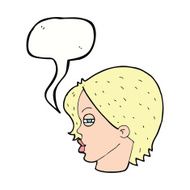 cartoon female face with narrowed eyes speech bubble N9