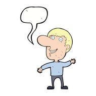 cartoon waving man with speech bubble N36