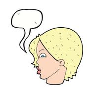 cartoon female face with speech bubble N135
