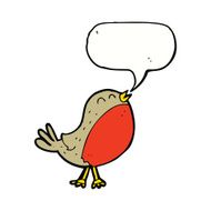 cartoon christmas robin with speech bubble N5