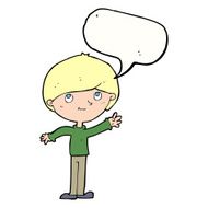 Cartoon happy boy with speech bubble N216