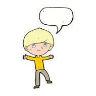 cartoon excited boy with speech bubble N132