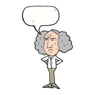 cartoon big hair lecturer man with speech bubble N9