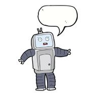 cartoon funny robot with speech bubble N70