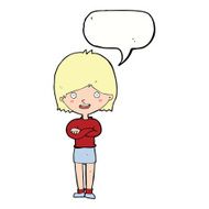 cartoon happy woman with speech bubble N229