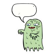 cartoon gross slime ghost with speech bubble N5