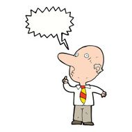 cartoon bald man asking question with speech bubble N9