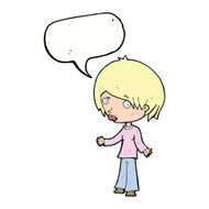 cartoon confused woman with speech bubble N76