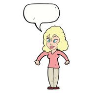 cartoon woman shrugging shoulders with speech bubble N447