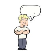 cartoon muscular man with speech bubble N9