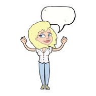 cartoon woman giving up with speech bubble N9