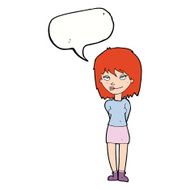 cartoon happy woman with speech bubble N230