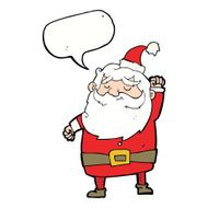 cartoon santa claus punching air with speech bubble N18