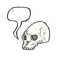 cartoon spooky skull with speech bubble N134