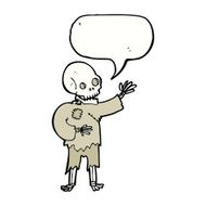 cartoon skeleton waving with speech bubble N9