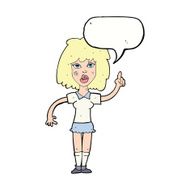 cartoon tough woman with idea speech bubble N9