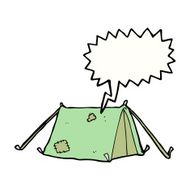 cartoon traditional tent with speech bubble N2