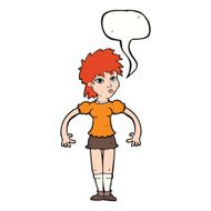 cartoon curious woman with speech bubble N53
