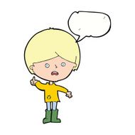 cartoon unhappy boy with speech bubble N53