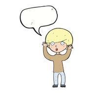 cartoon startled boy with speech bubble N27