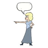 cartoon woman pointing finger with speech bubble N9