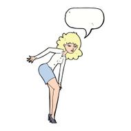 cartoon annoyed woman rubbing knee with speech bubble N9