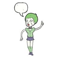 cartoon halloween girl with speech bubble N18