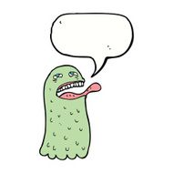 cartoon funny ghost with speech bubble N14