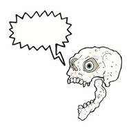 cartoon scary skull with speech bubble N22